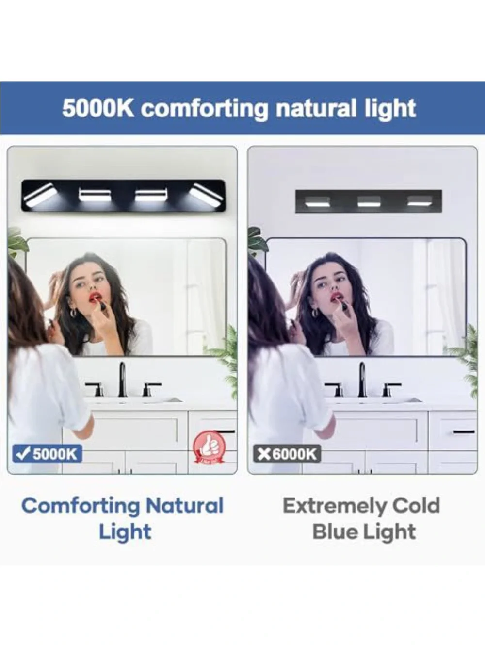 Modern Black LED Bathroom Vanity Light - 4-Light